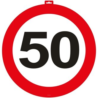 Deurbord 50 Jaar - verkeersbord - 47 cm - karton - leeftijd versiering Multi