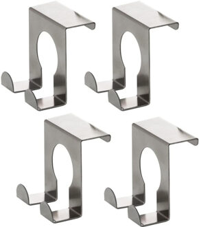 Deurhaken - 4x stuks - RVS - ophanghaakjes - metaal - zilver - deurkapstok