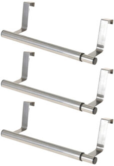 Deurhanger - Set van 3x stuks - RVS - uitschuifbaar 25-40 cm - keuken/badkamer