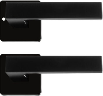 Deurhendel set - 8x stuks - mat zwart - ijzer - L14 cm - deurgreep - deurkruk