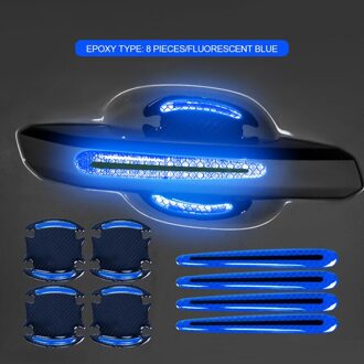 Deurklink Sticker 3D Koolstofvezel Auto Deurklink Paint Scratch Protector Sticker Auto Deurklink Scratch Cover Universele Csv Blauw