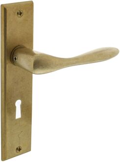 Deurkruk Banaan met schild 181x41x7mm sleutelgat 56mm Goud