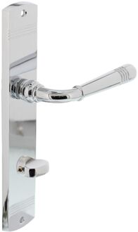 Deurkruk Emily op schild 235x45x8 mm met WC63/8 mm chroom Zilver