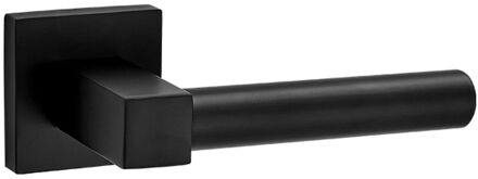 Deurkruk Op Rozet Brevis - Metaal - Zwart Mat - Sleutelgat - Vierkant Rozet - 19,5 Mm