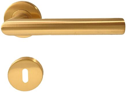 Deurkruk Op Rozet Courante - Messing - Goud Mat - Sleutelgat - 195 Mm