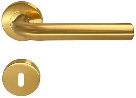 Deurkruk Op Rozet Dolce - Messing - Goud Mat - Sleutelgat - 195 Mm