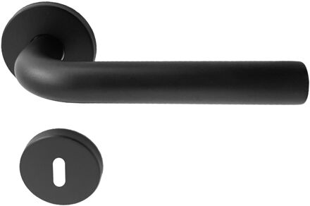 Deurkruk Op Rozet Dolce - Rvs - Zwart Mat - Sleutelgat - 195 Mm