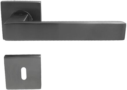 Deurkruk Op Rozet Espirando - Staal - Grijs Titanium - Sleutelgat - Vierkant Rozet - 195 Mm
