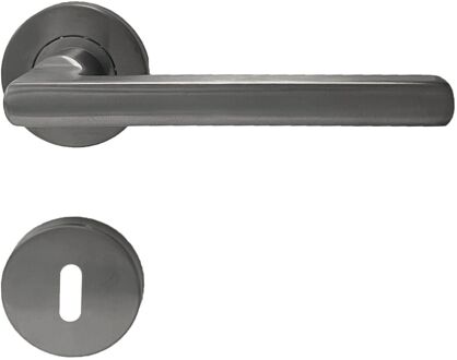 Deurkruk Op Rozet Sven - Roestvrij Staal - Grijs Titanium - Sleutelgat - 195 Mm