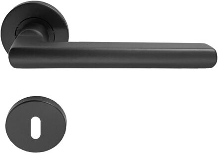 Deurkruk Op Rozet Sven - Rvs - Zwart Mat - Sleutelgat - 195 Mm