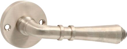 Deurkruk Op Rozet Tremolo - Messing - Mat Nikkel - Sleutelgat - Diam. 53 Mm