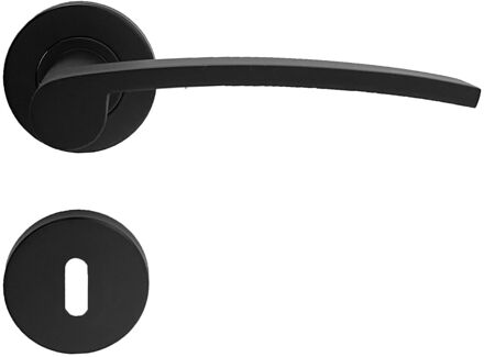 Deurkruk Op Rozet Tutti - Roestvrij Staal - Zwart Mat - Sleutelgat - 195 Mm