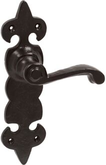 Deurkruk Op Schild Chateau - Smeedijzer - Zwart - Blind - Schild 205x57 Mm