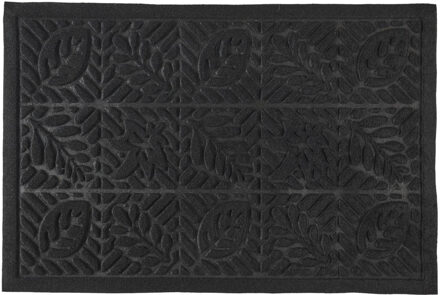 Deurmat - anti slip - kunststof - zwart - 40 x 60 cm - schoonloopmat - met reli?f