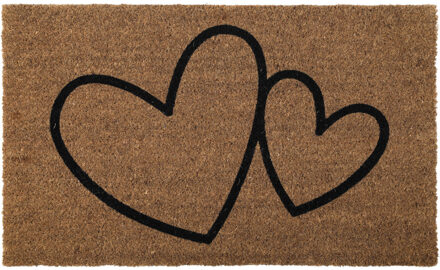 Deurmat - anti slip - rechthoek - hartjes print - 75 x 45 cm - schoonloopmat