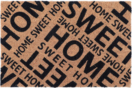 Deurmat - anti slip - rechthoek - Home sweet home print - 60 x 40 cm - schoonloopmat