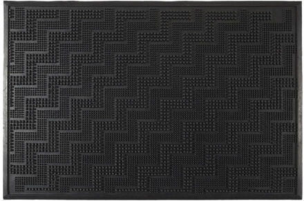 Deurmat - anti slip - rubber - zwart - 40 x 60 cm - schoonloopmat - met reli?f