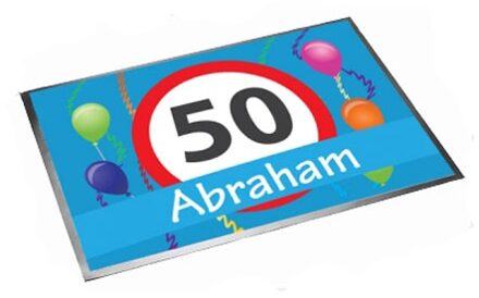 Deurmat/buitenmat Abraham 50 jaar 40 x 60 cm Blauw