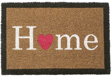 Deurmat/droogloopmat kokosvezel naturel home zwarte rand 60 x 40 cm