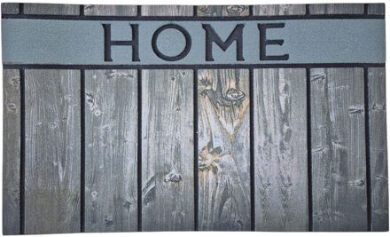 Deurmat - met print - rubber - houtlook - groen - 45 x 75 cm - schoonloopmat