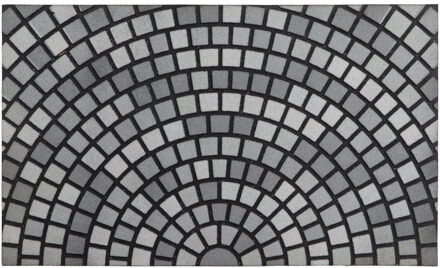 Deurmat - met print - rubber - moza?ek - grijs - 45 x 75 cm - schoonloopmat