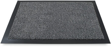 Deurmat - PVC - antraciet - rechthoekig - 60 x 90 cm - vuilwerende inloopmat