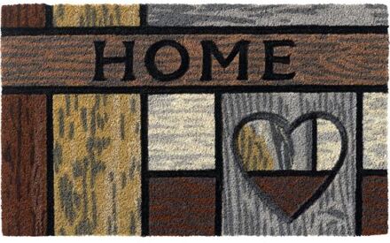 deurmat ruco style wooden heart 45x75cm Multikleur