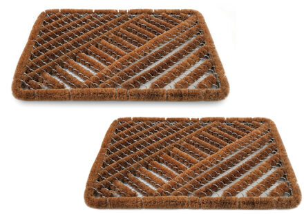 Deurmat - Set van 2x stuks - staaldraad/kokos - extra zwaar - 40 x 60 cm - bruin - droogloopmat