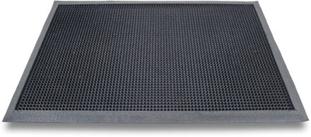 Deurmat - Set van 2x stuks - zwart - 45 x 70 cm - rubber - antislip - rechthoekig - schoonloopmatten