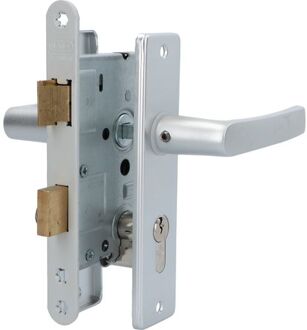 deurslot 1269/94 rechts - Doornmaat 50mm - Wit gelakte voorplaat - Met sluitplaat - Met deurbeslag en deurkrukken - Met bevestigingsmateriaal - In zichtverpakking