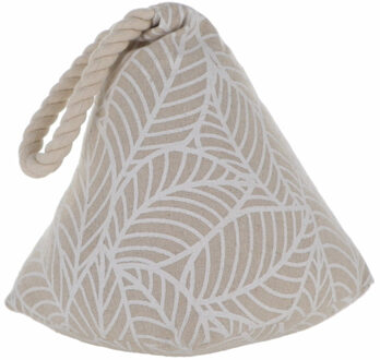 Deurstopper - 1 kg - beige - stof - witte jungle print - 15 cm - deurstop