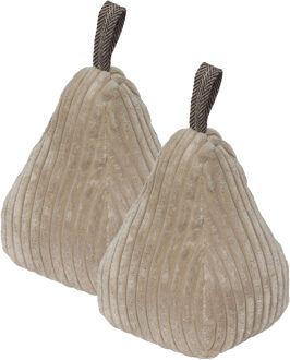 Deurstopper - 2x - 1,8 kg - beige - stof - piramide vorm - L14 x B13 x H21 cm - deurstop