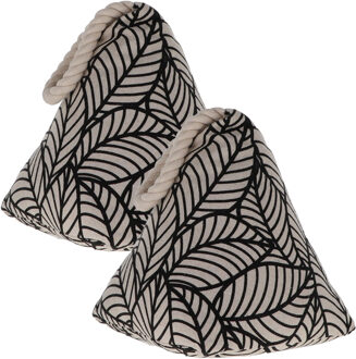Deurstopper - 2x - 1 kg - beige - stof - zwarte jungle print - 15 cm - deurstop