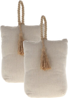 Deurstopper - 2x - 1 kg - off white/ wit- stoffen zak met lus - 17 x 9,5 x 21 cm - deurstop