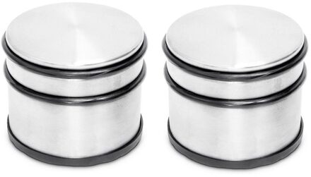Deurstopper - 2x - 1100 g - 9 cm - metaal - rubberen bescherming