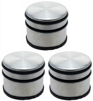 Deurstopper - 3x - 1100 g - 9 cm - metaal - rubberen bescherming