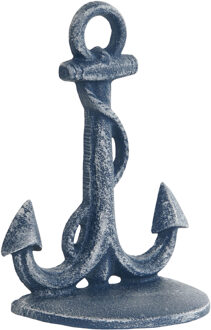 Deurstopper Anker - blauw - gietijzer - 13 x 8 x 18 cm - maritiem