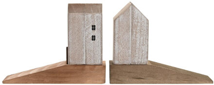 Deurstopper beachhouse - donker/licht bruin - hout - 16 x 6 x 12 cm