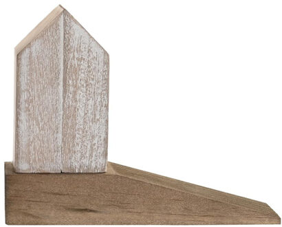 Deurstopper beachhouse - huis - donkerbruin - hout - 16 x 6 x 12 cm