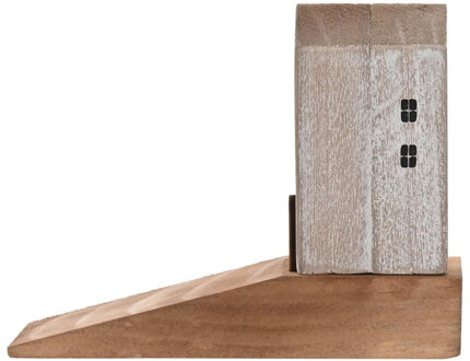 Deurstopper beachhouse - huis - lichtbruin - hout - 16 x 6 x 12 cm