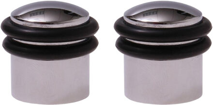 Deurstopper/deurbuffer Triton - 2x - D30mm - inclusief schroeven - verchroomd