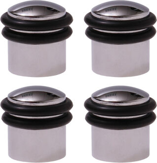 Deurstopper/deurbuffer Triton - 4x - D30mm - inclusief schroeven - verchroomd