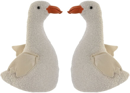 Deurstopper eend - 2x - wit - polyester - kinderkamer - 21 x 12 x 29 cm
