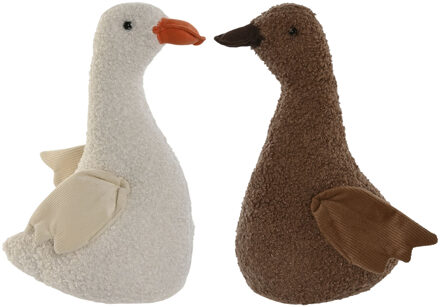 Deurstopper eend - wit/bruin - kinderkamer - 21 x 12 x 29 cm