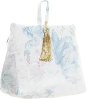 Deurstopper Flowers - 1 kilo gewicht - met deco kwastje - multi kleur blauw - 18 x 17 cm