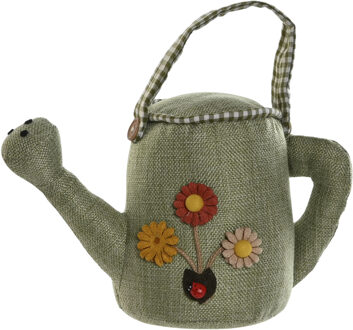Deurstopper gieter - 1,5 kilo - groen - polyester - 26 x 13 x 25 cm