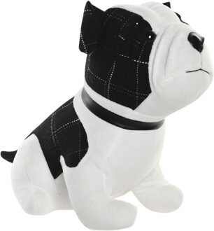 Deurstopper Hond - 1 kilo - wit/zwart - polyester - 29 x 18 x 26 cm