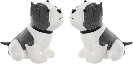 Deurstopper Hond - 2x - 1 kilo - wit/grijs - polyester - 29 x 18 x 26 cm