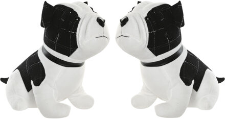 Deurstopper Hond - 2x - 1 kilo - wit/zwart - polyester - 29 x 18 x 26 cm
