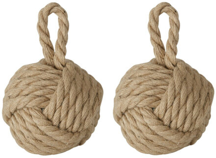 deurstopper knoop - 2x - 1.5 kilo - bruin - jute - 23 x 15 cm - Deurstoppers